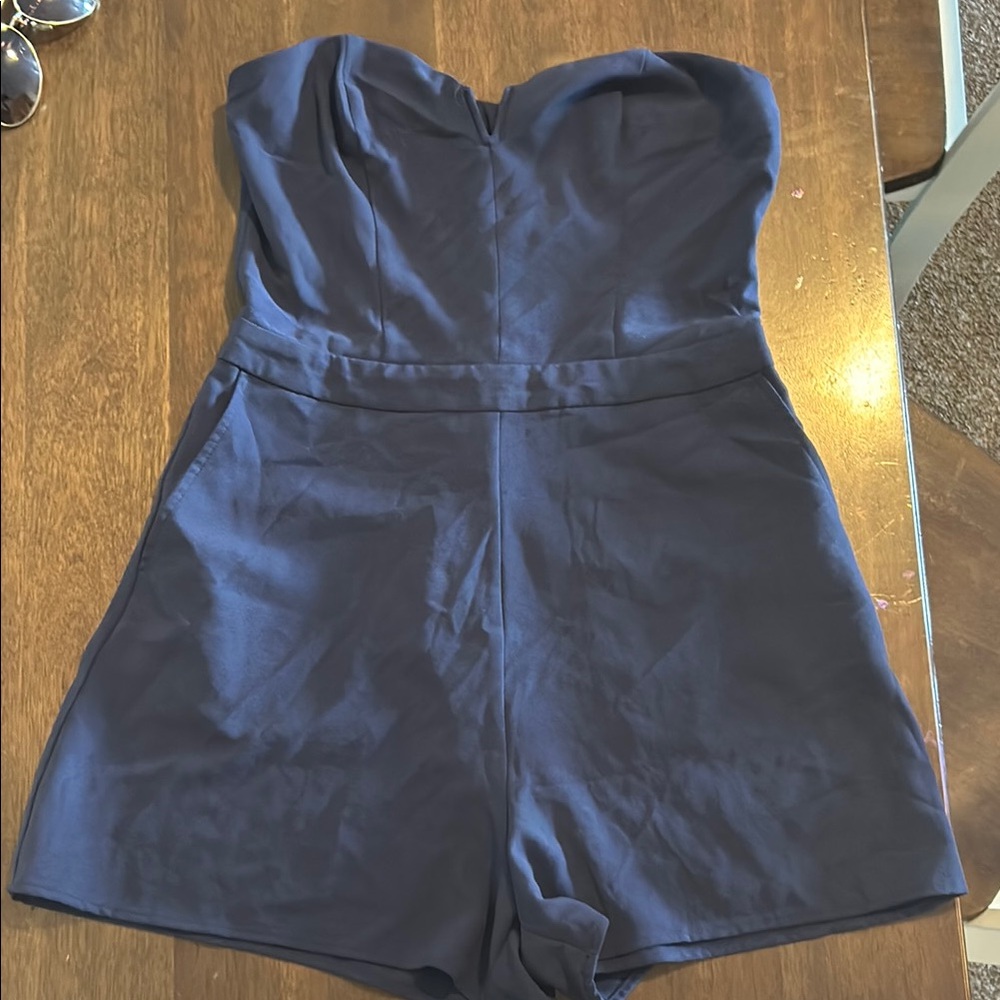 Strapless Navy Romper